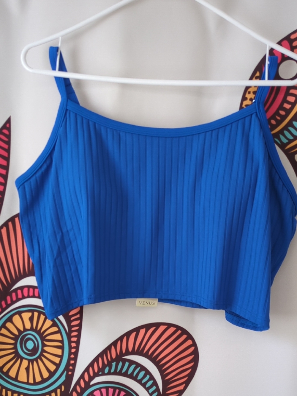VENUS Blue Superrib Swim Crop Top